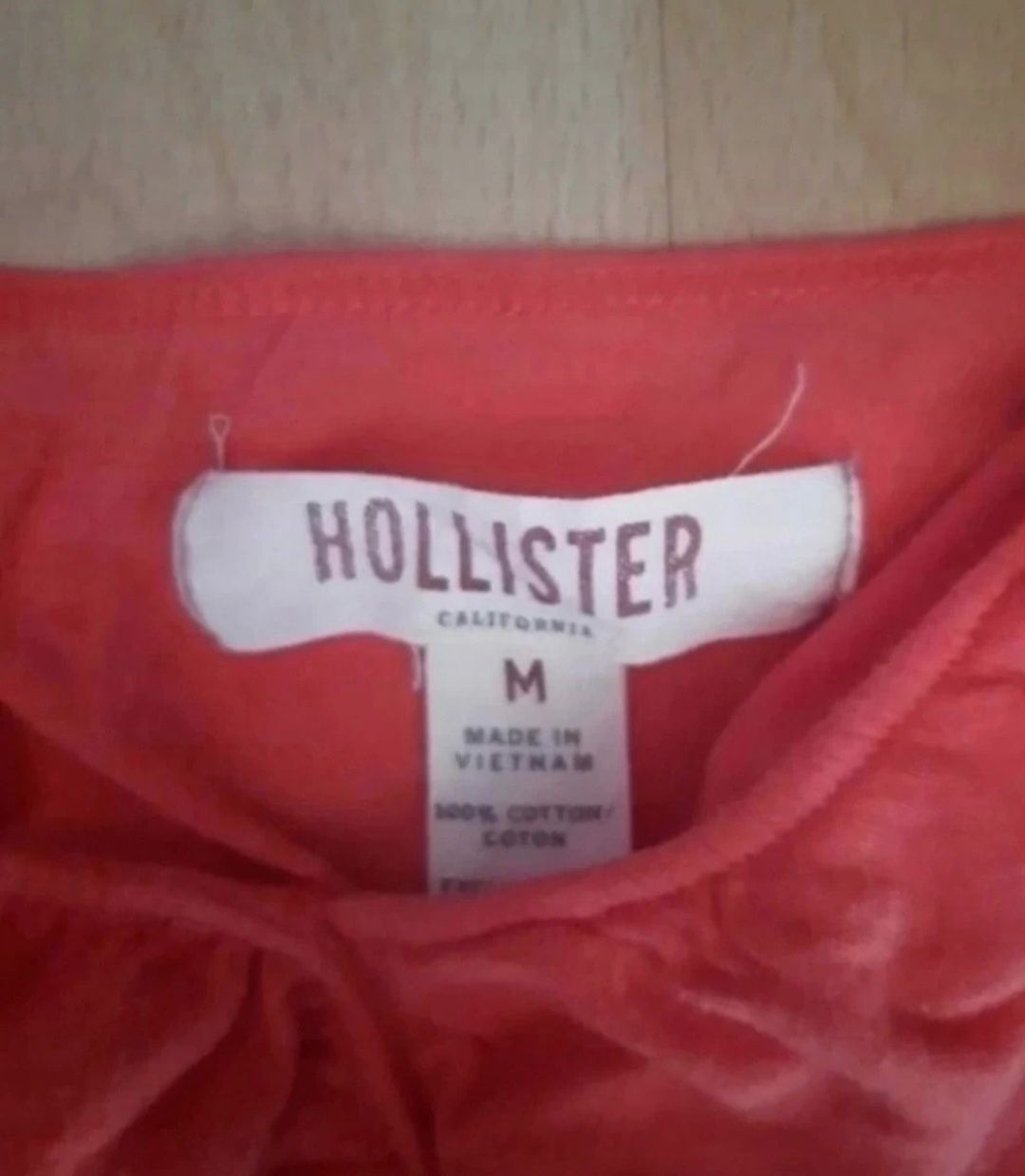 Crop top, bluzka damska koralowa, Hollister, M