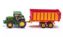 Traktor John Deere z przyczepą. Siku
