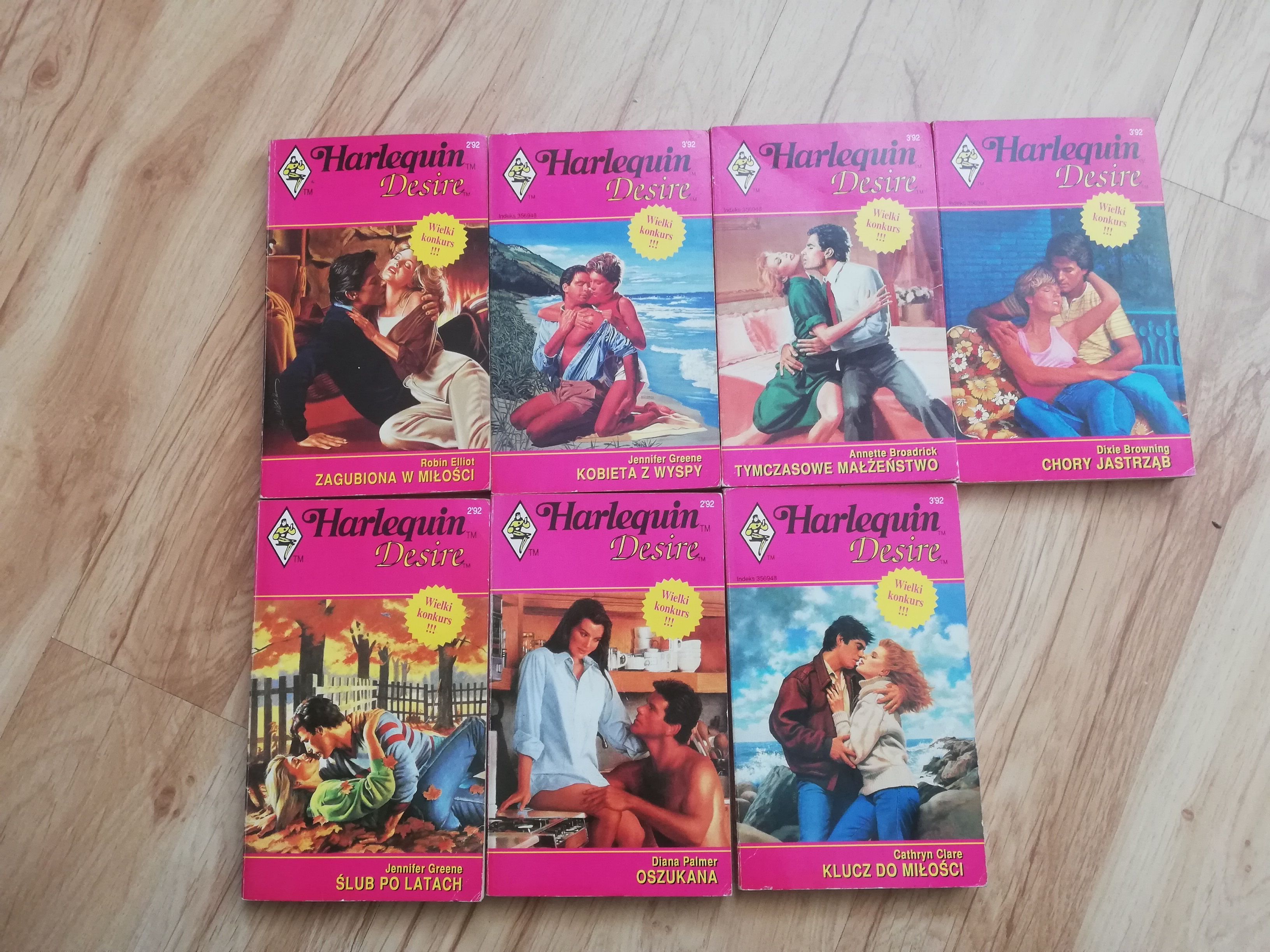 Harlequin Desire 7 numerów książek książki 1992 92 rok retro vintage