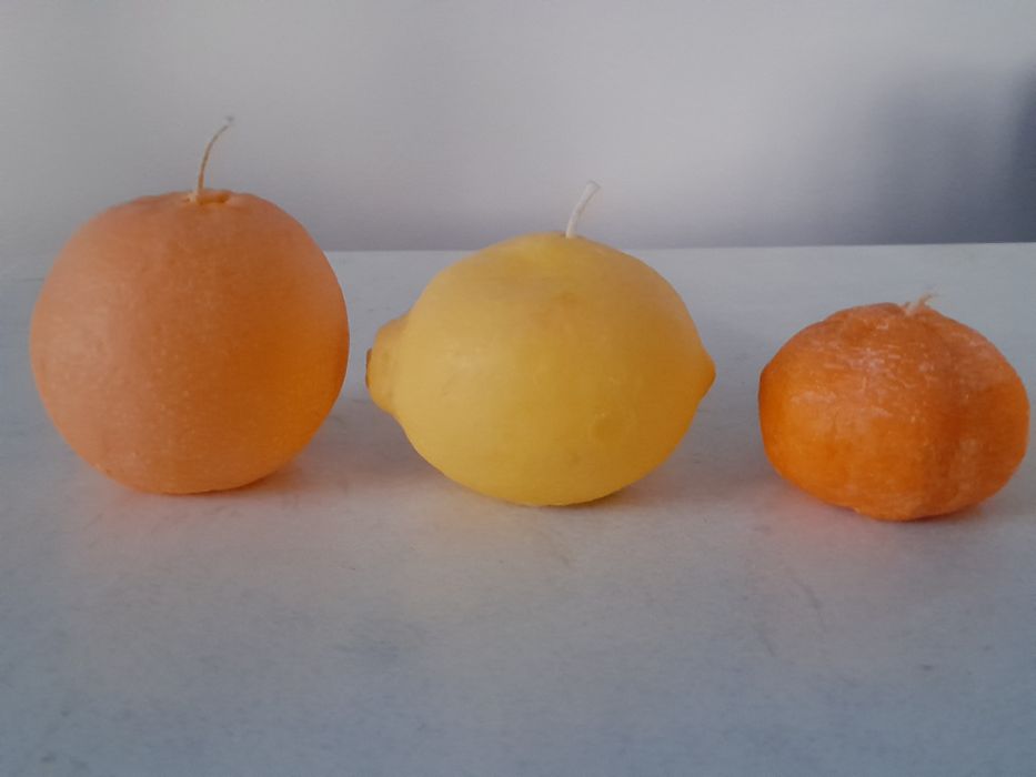 Продам восковые свечи в форме фруктов. Апельсин, мандарин, лимон