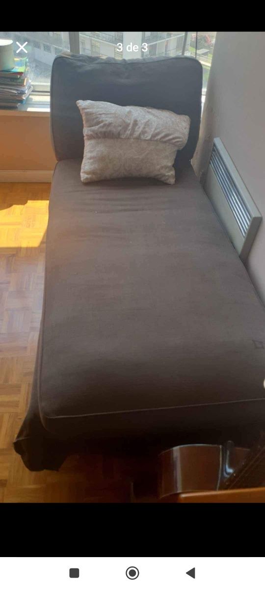 Chaise Longue Castanha em tecido