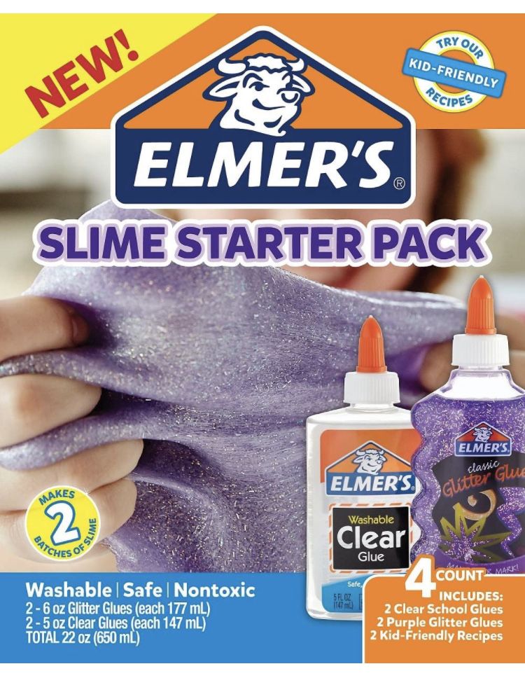 Elmers Glue Slime Starter Kit, прозрачный и фиолетовый клей