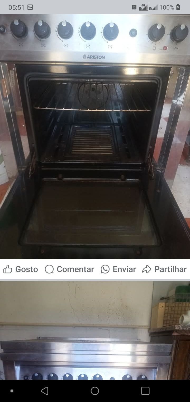 Fogao gas 5 bocas e electrico inox
