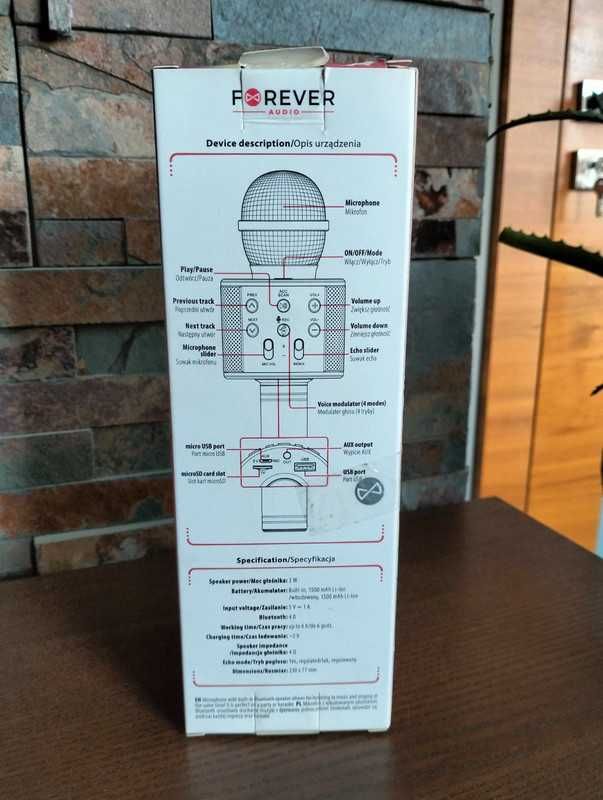 Mikrofon bezprzewodowy karaoke Głośnik bluetooth Forever