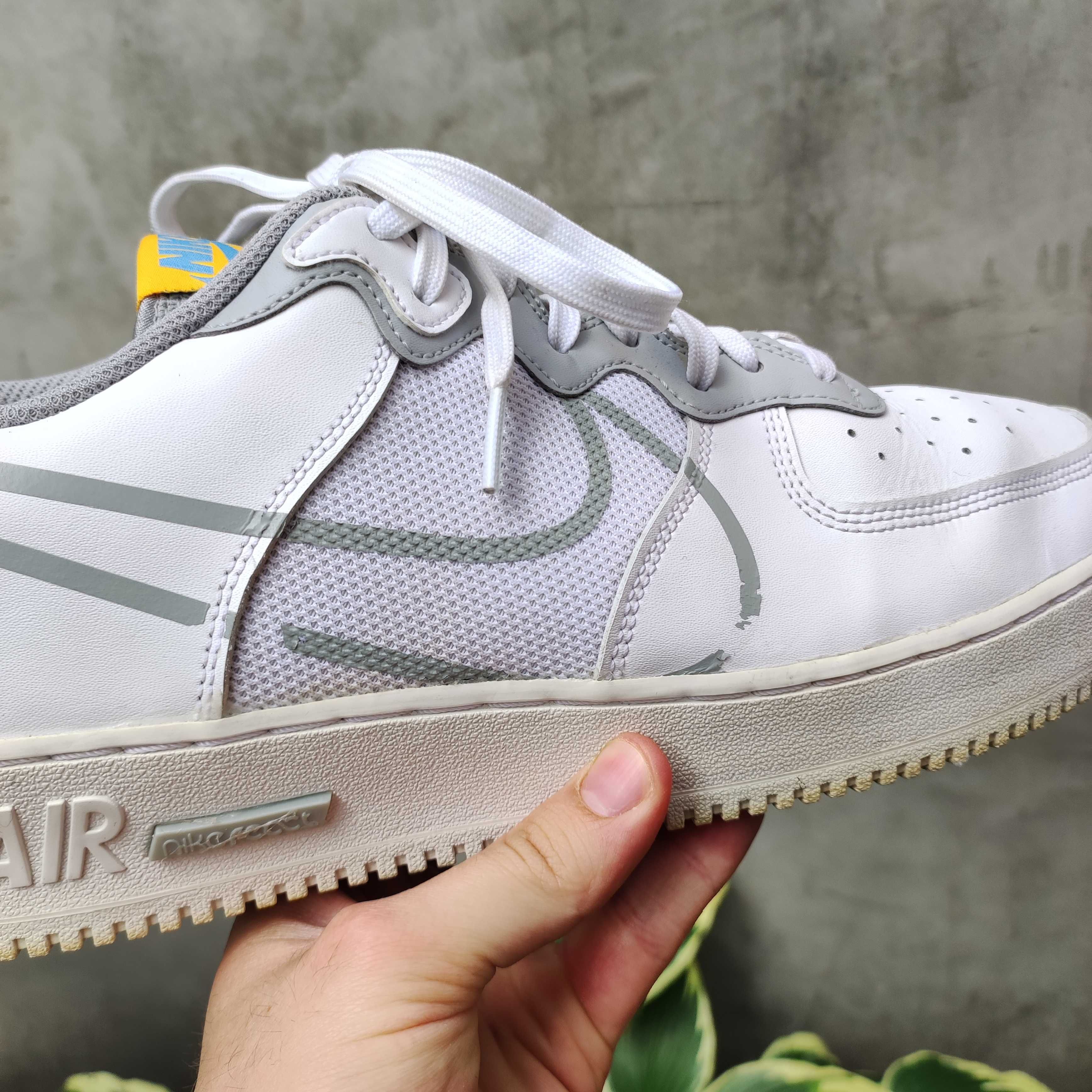 MĘSKIE Buty Nike AIR Force 1 Białe React Swoosh Skóra D/MS/X
