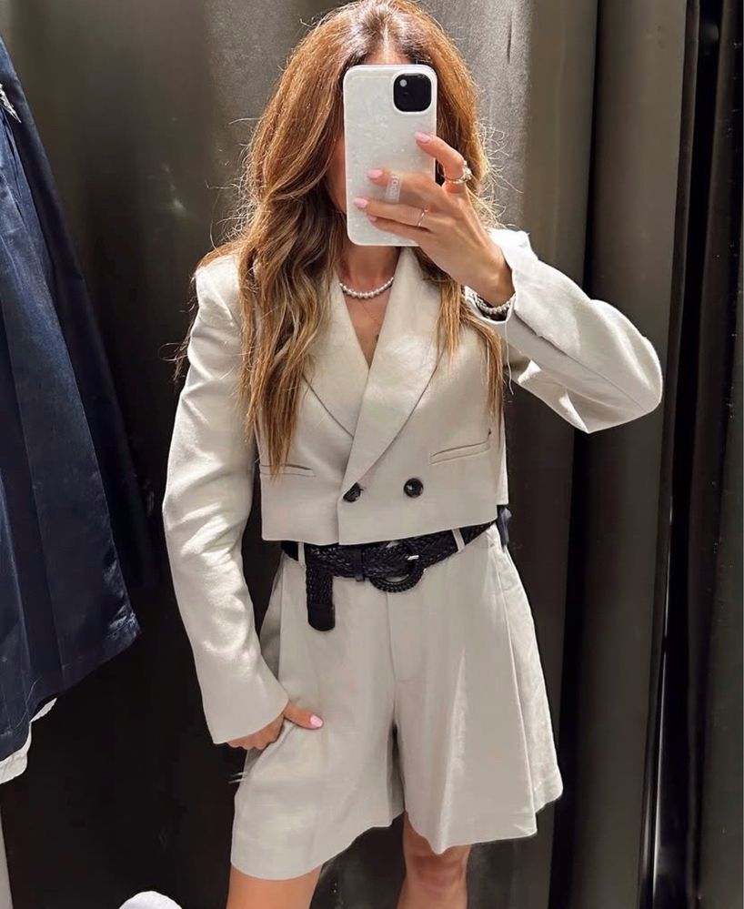 Шорти з ременем бермуди zara льон