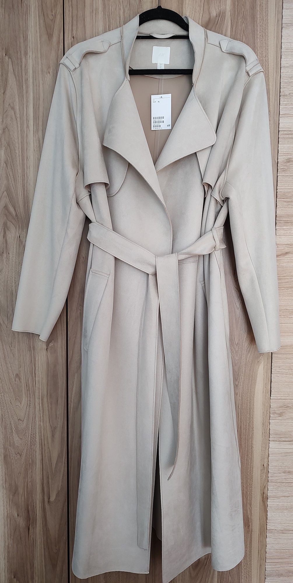 H&M NOWY płaszcz z imitacji zamszu beż XL 42