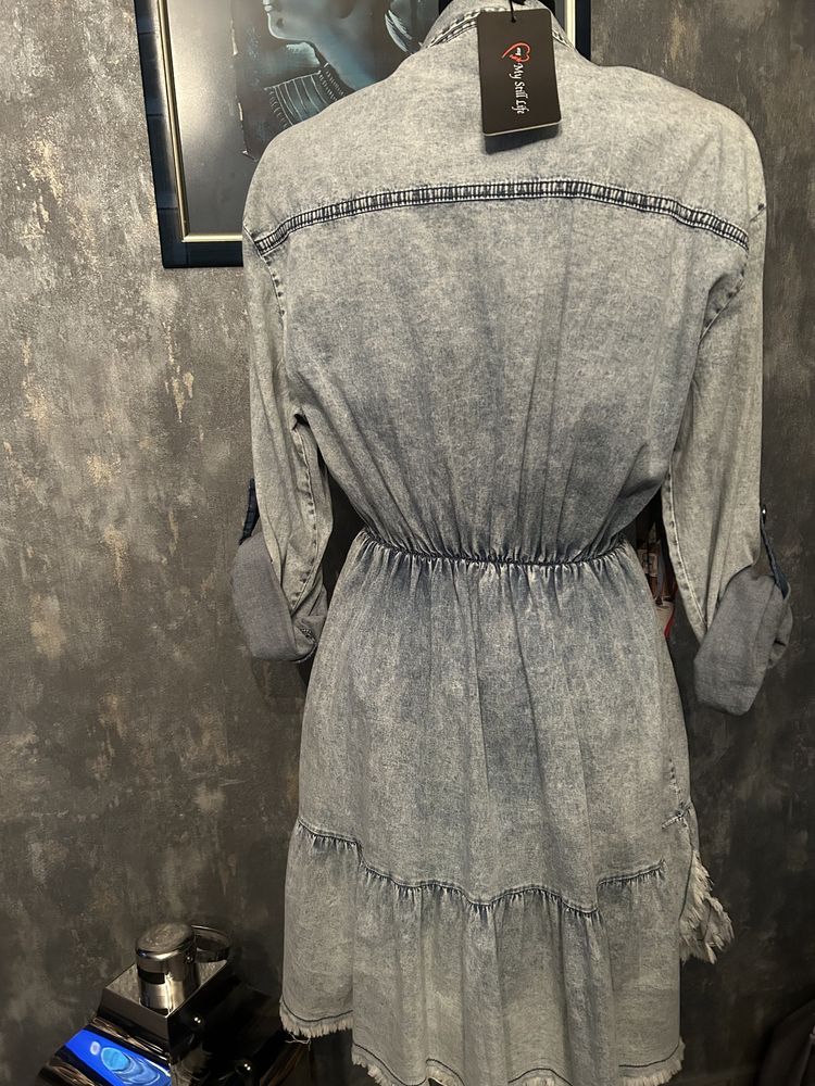 Świetna sukienka jeans My Still z apaszką. r.M/L