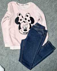 H&M Ciepła bluza Myszka Miki + spodnie jeansowe Palomino rozm.134-140
