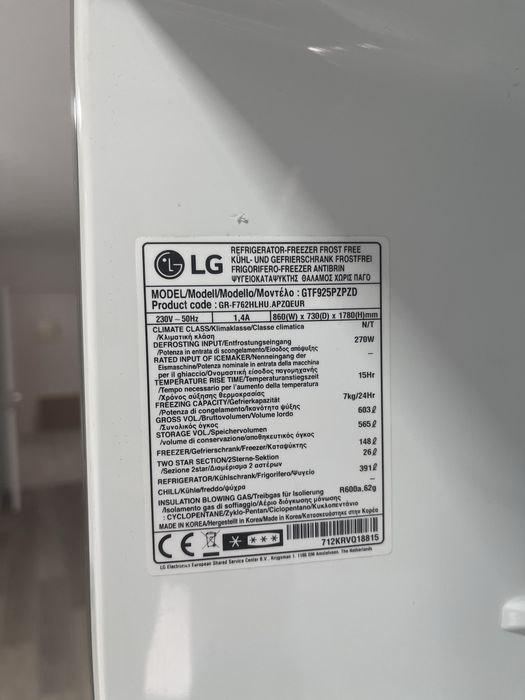 Frigorifico LG  GTF925PZPZD - 565L em Excelente Estado (2 anos de uso)