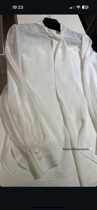 Відріз тканини 100% натуральний шовк креп молочного кольору