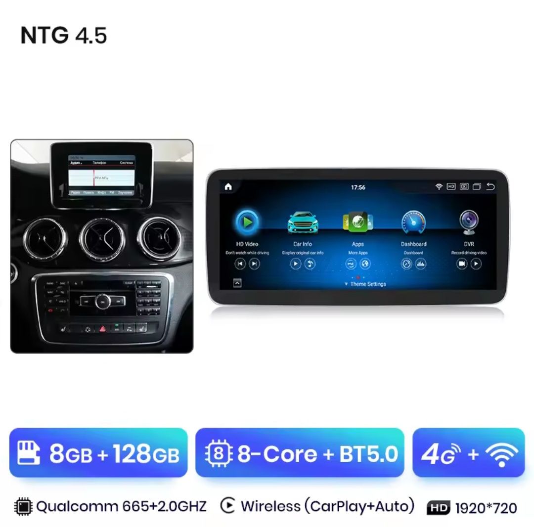 Rádio Android 8/128GB Mercedes CLA A GLA W176 C117 X117 x156 CARPLAY
