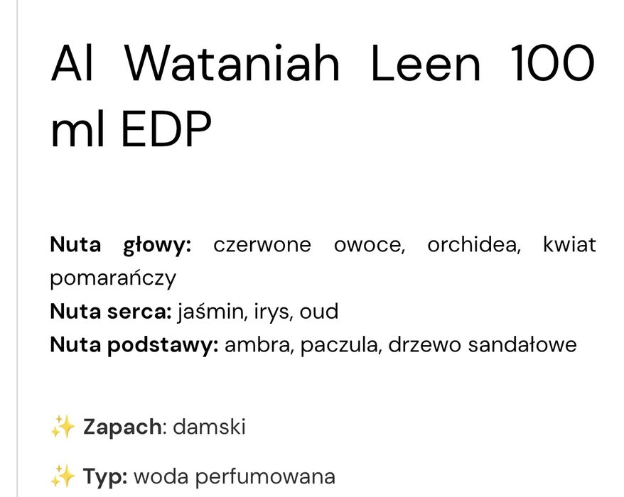 Al Wataniah Leen perfumy arabskie