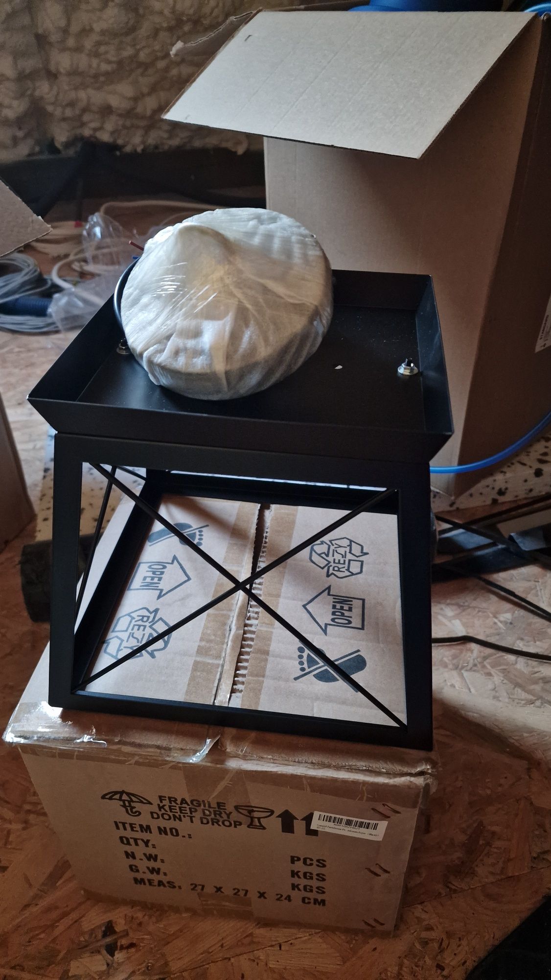 Lampa Rustykalna GANEED żyrandol latarnia lekka metalowa czarna E27