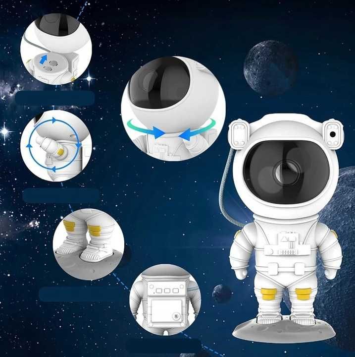 PROJEKTOR GWIAZD ASTRONAUTA Dla Dzieci Lampka Nocna Led Laserowy