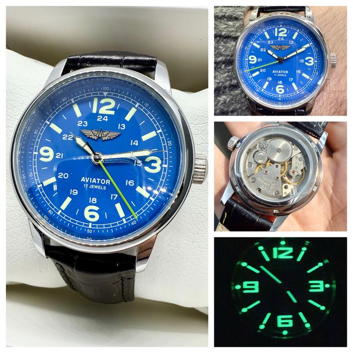Часы АВИАТОР механические НОВЫЕ КАЧЕСТВО Ракета полет восток молния