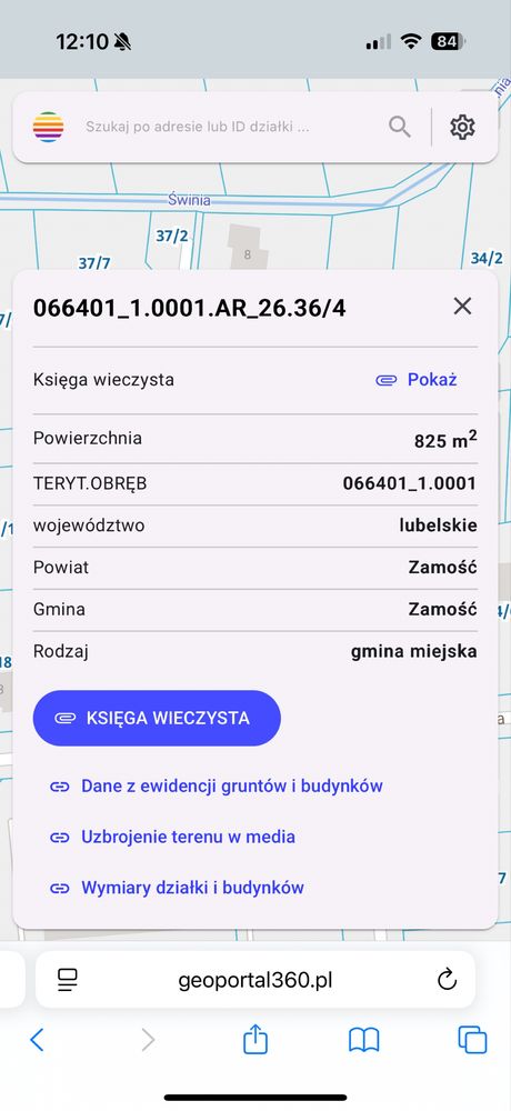 Działka 825 m2 Zamość