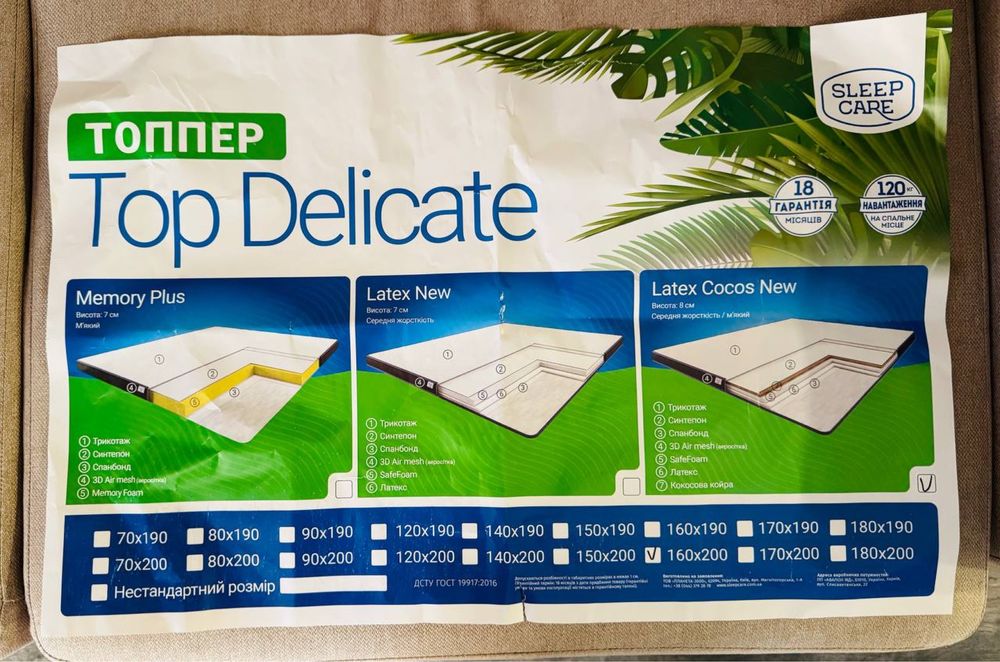 Продам Топпер/ матрас. Для выравнивнивани поверхности спального места