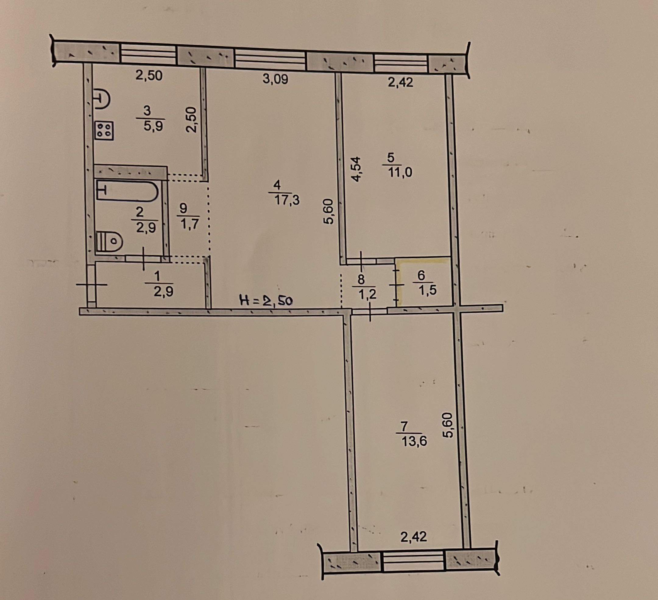 3х-кім. квартира ( 44 квартал )