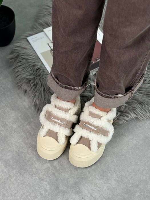 Женские угги лоферы автоледи Miu Miu