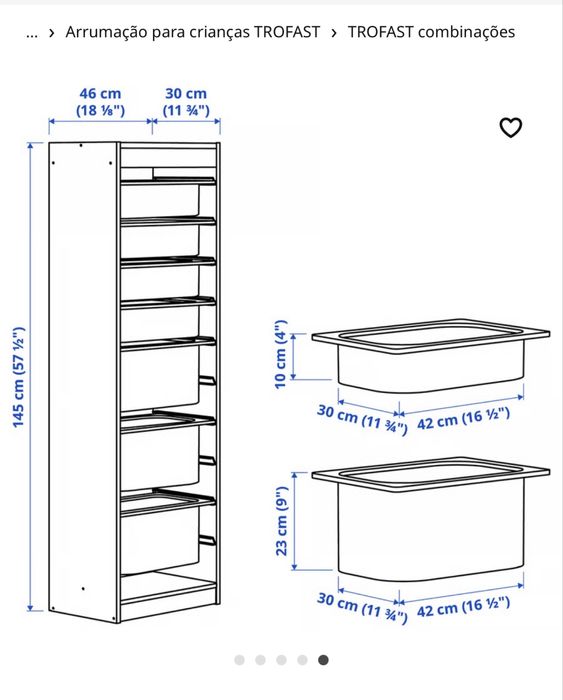Estantes Ikea de arrumação com caixas TROFAST