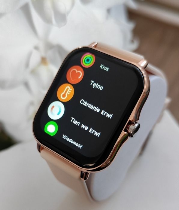 Śliczny Złoty Damski Zegarek Smartwatch