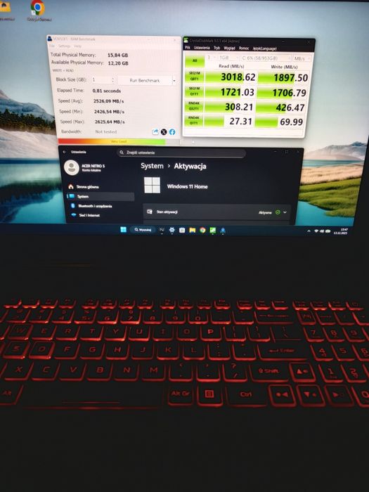 Laptop Acer Nitro 5 i5-9300h  GTX 1650 4GB vramu 1TB nvme M2 16gb ramu