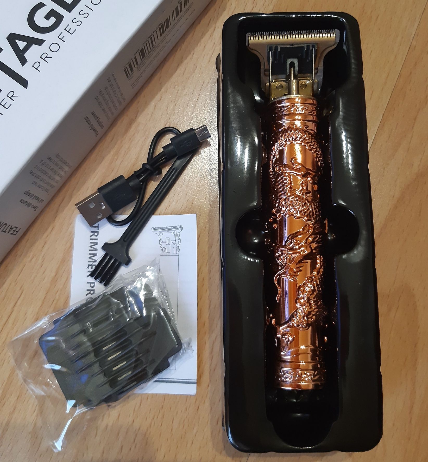 Maszynka do strzyżenia golarka Trymer barber - usb / rose gold