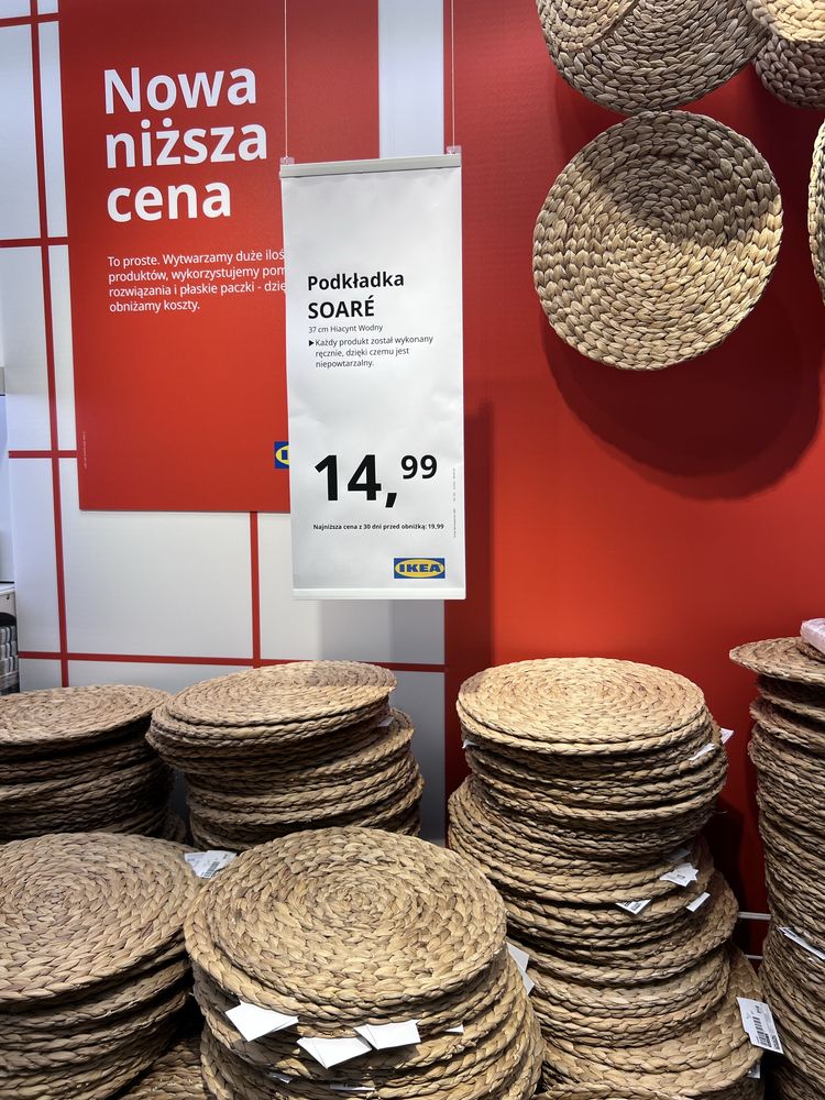Podkladki na stół ikea wiklinowe 4 sztuki