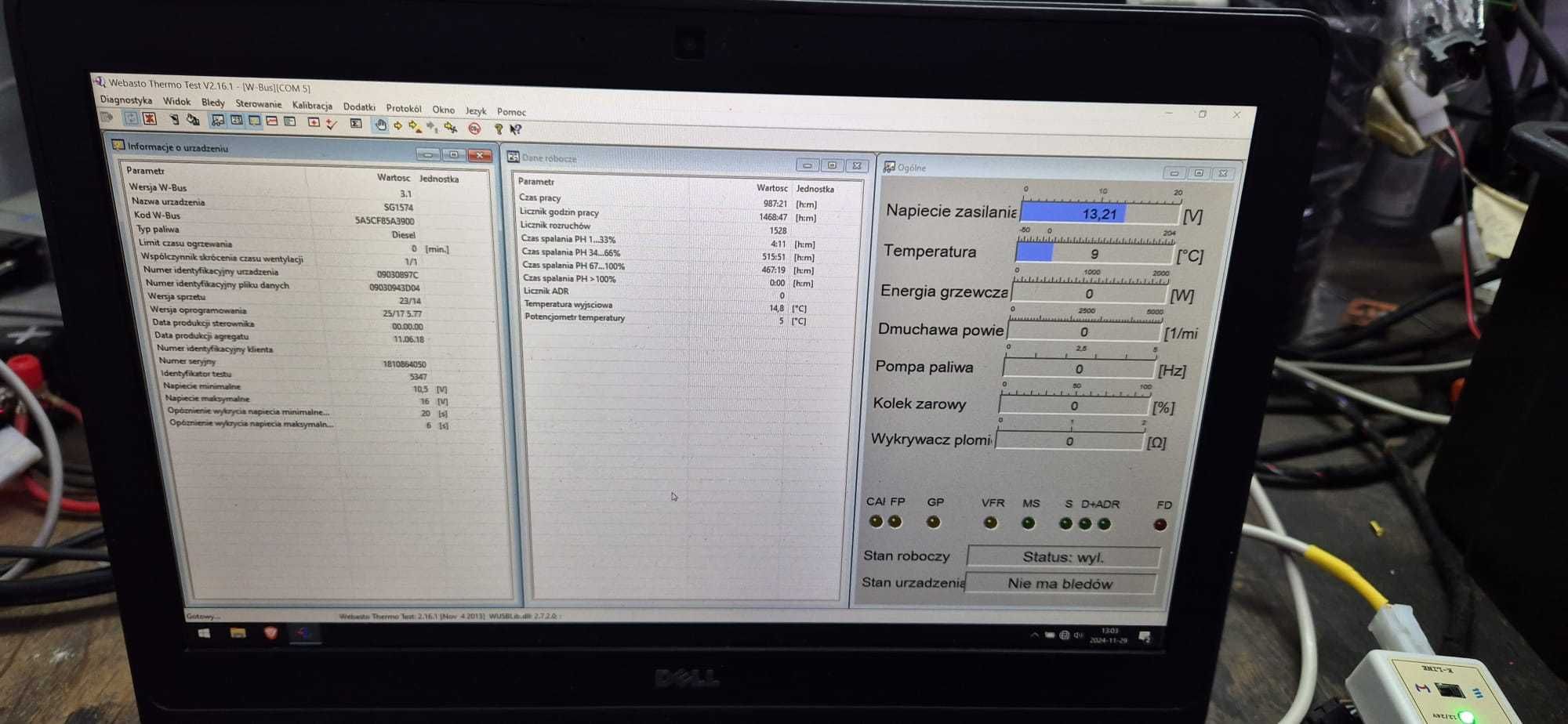Komputer Laptop diagnostyczny interfejs webasto eberspacher edith 2w1