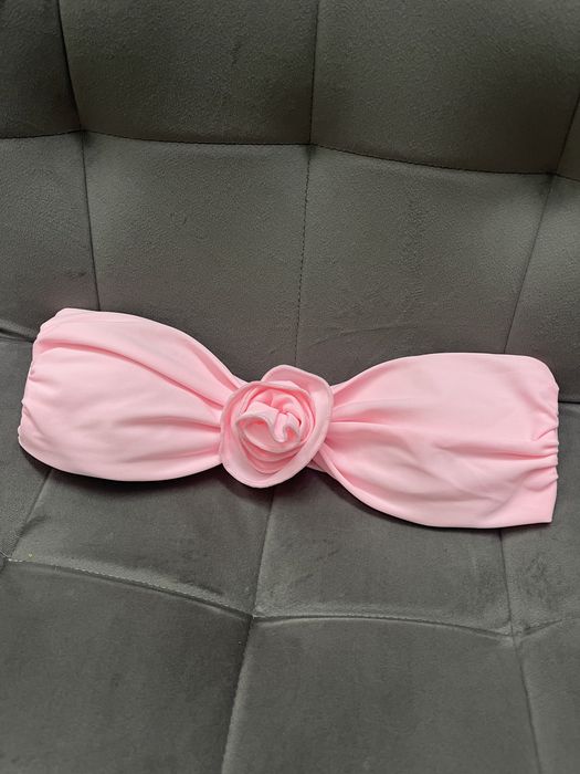 Купальник рожевий бандо квіти