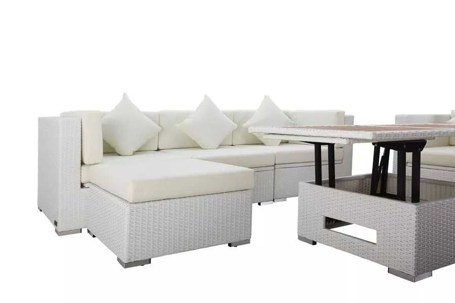 Narożnik wypoczynek ogrodowy kanapa sofa Fotel Stół ława Biały 12tys