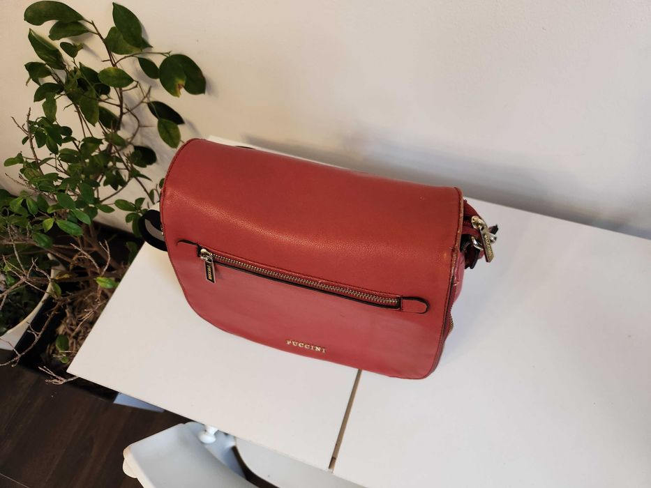 Torebka damska na ramie PUCCINI czerwony mat czerwona 30x25cm