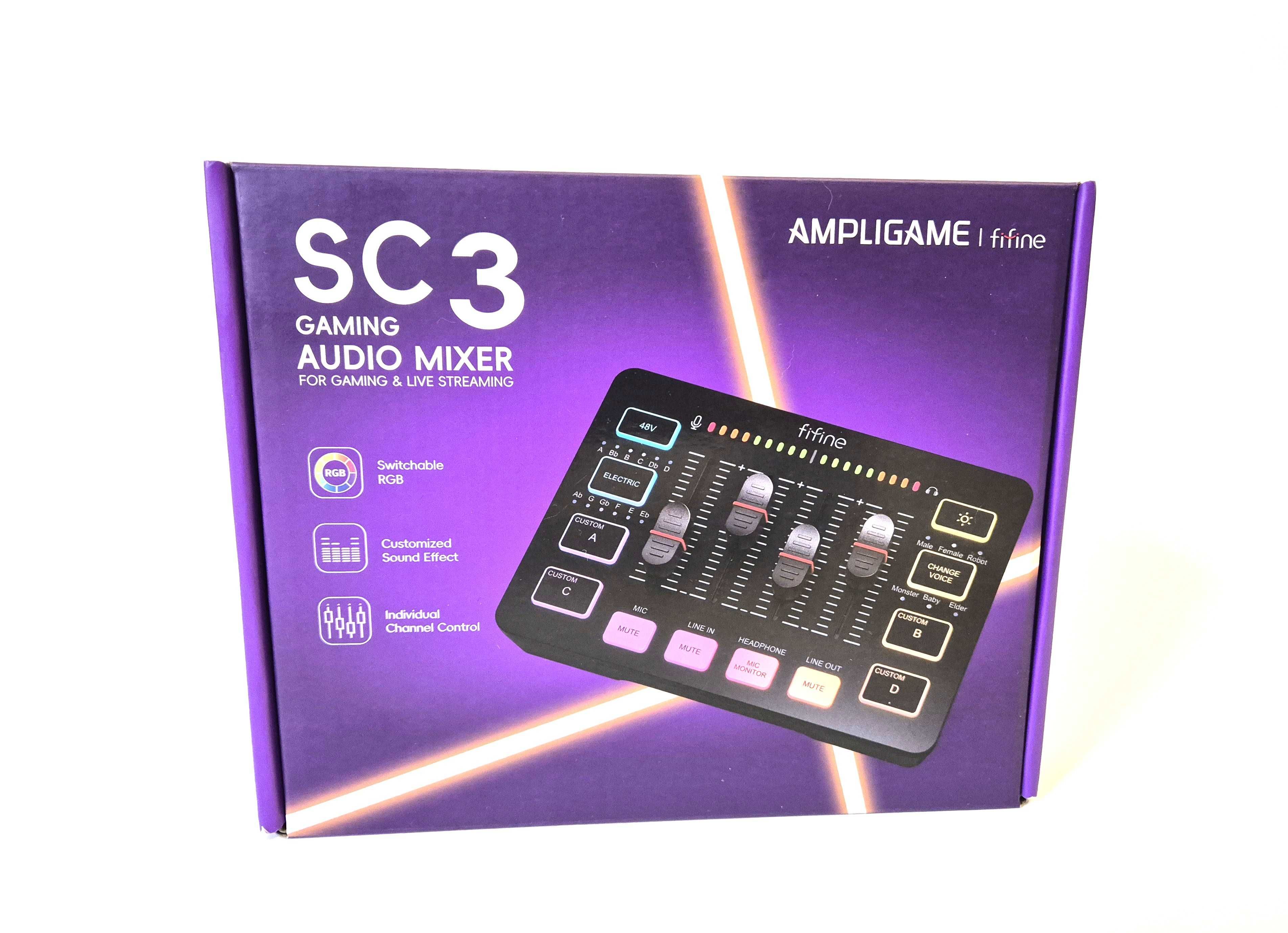 Mikser audio do gier Fifine, streaming RGB PC