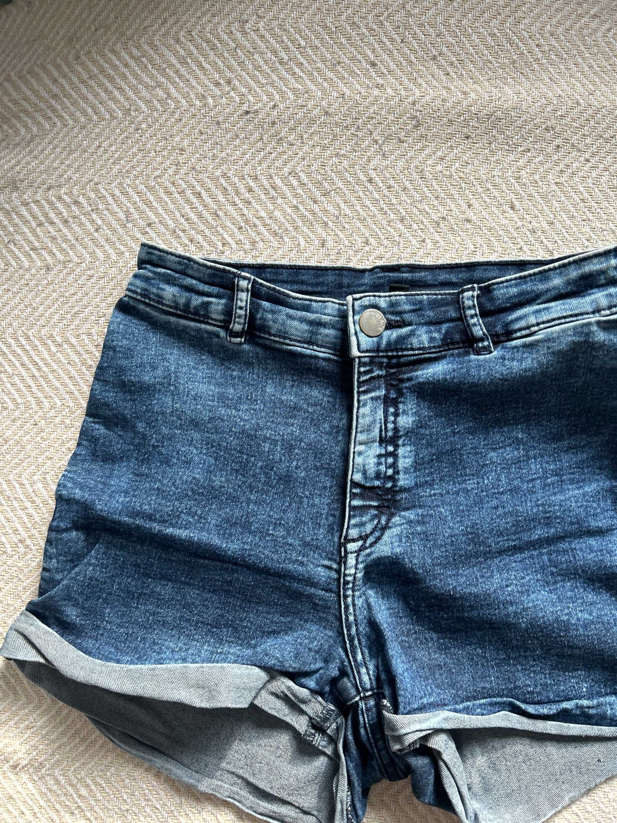 Spodenki jeansowe z wysokim stanem H&M 38