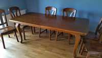 Stół dębowy z kompletem 6 krzeseł