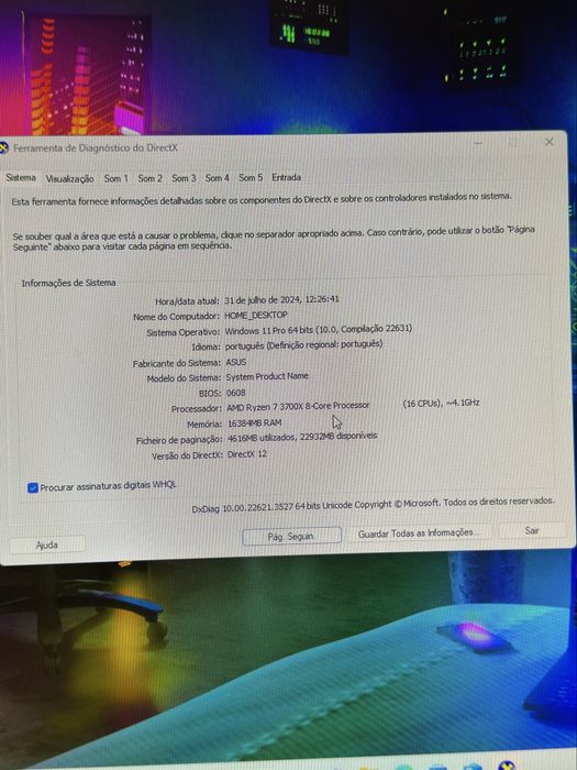 Computador TUF Gaming + Monitor Asus VG248