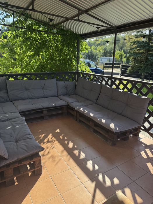 Sprzedam meble ogrodowe narożnik palety europalety poduszki wodoodporn