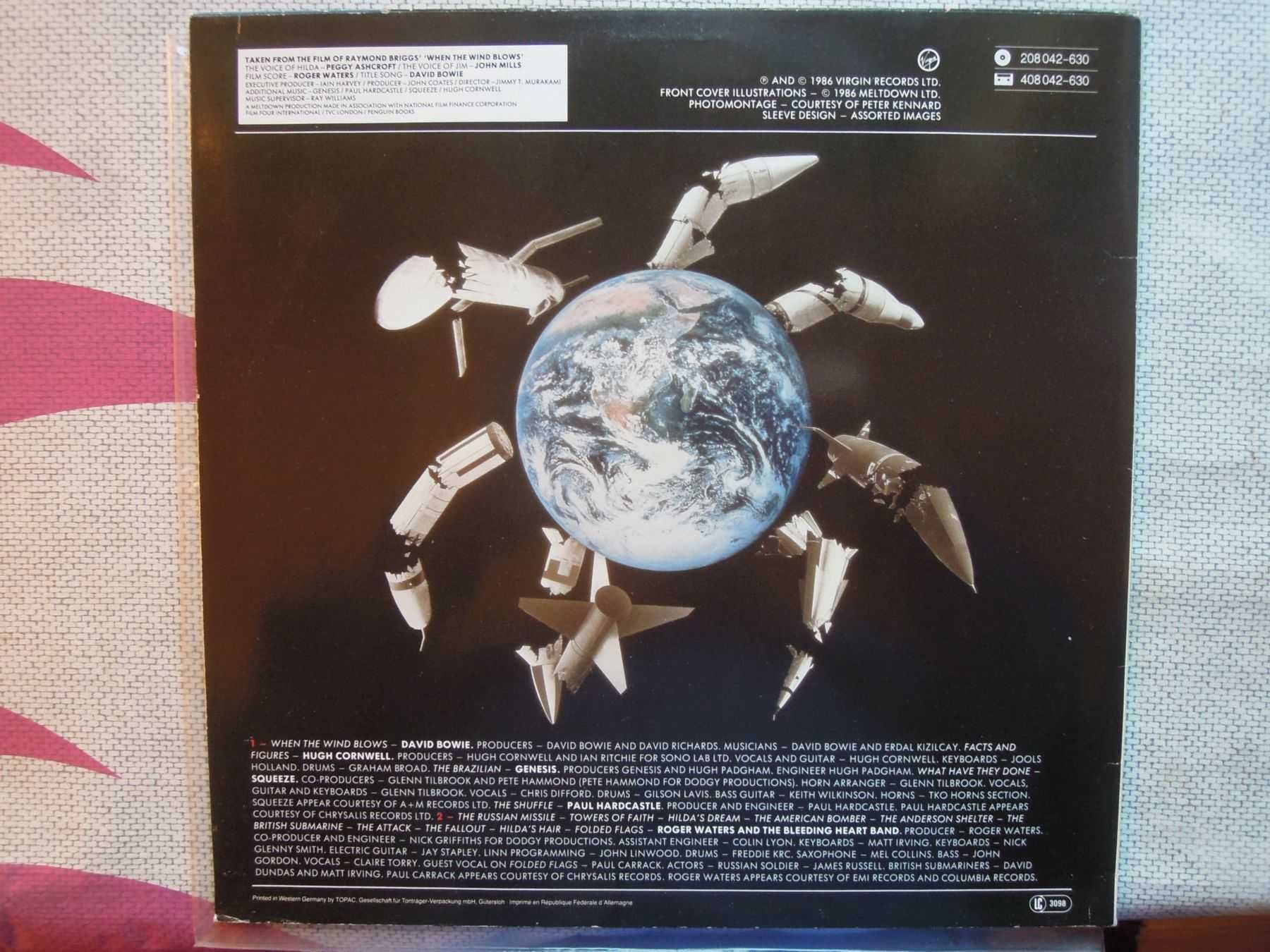 WHEN THE WIND BLOWS- Roger Waters David Bowie Genesis -płyta winylowa