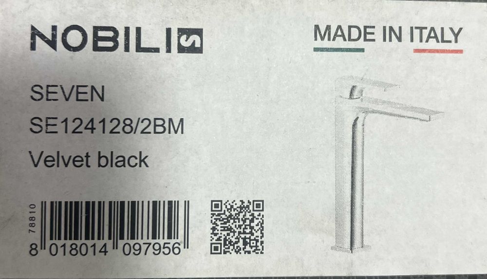 Nobili SE124128/2BM Seven Bateria umywalkowa czarny mat