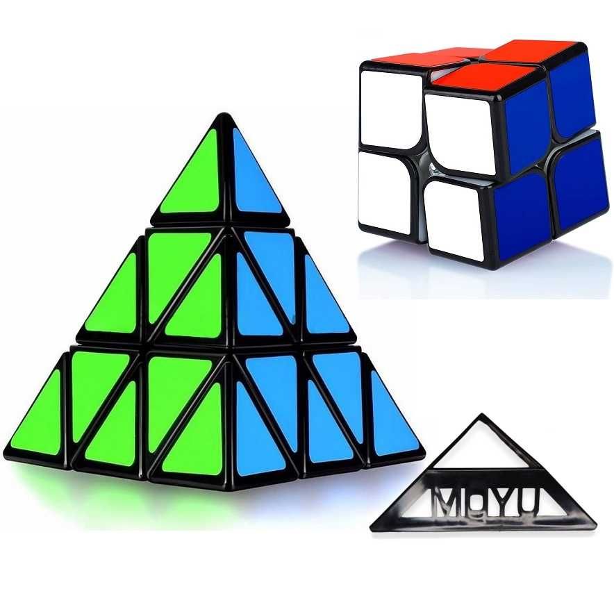 Kostka Pyraminx + 2x2x2 + podstawka RUBIKA Logiczna Edukacyjna NOWA