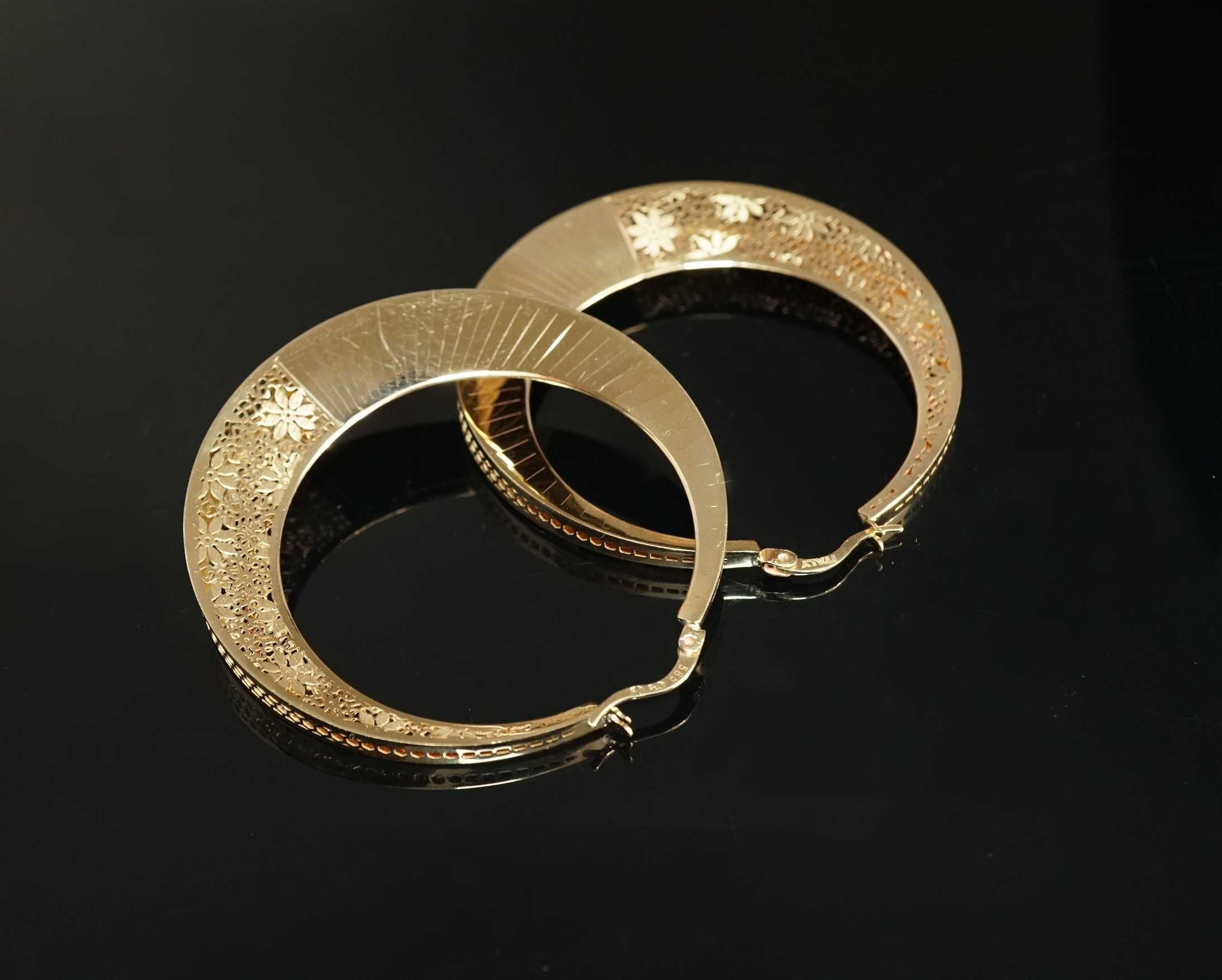 Złoto 585-złote kolczyki koła orientalne