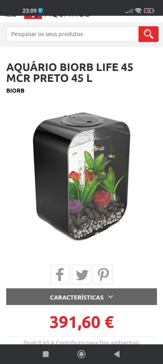 Aquario BIORB LIFE 45 MCR preto 45 L