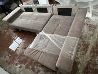 Sofa cama com chaise longue e arrumação