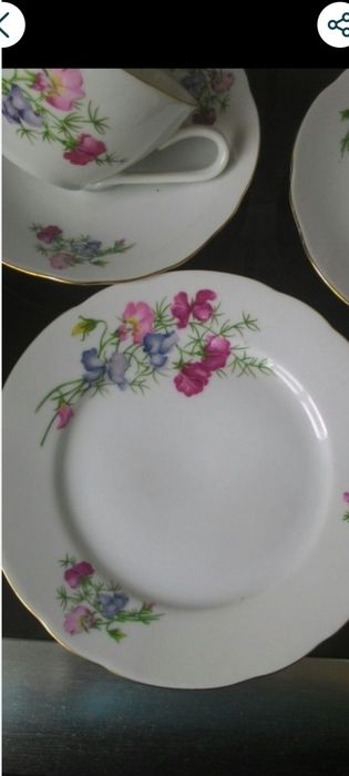 Новый антикварный чешский сервиз на 6 персон, костяной фарфор, деколь