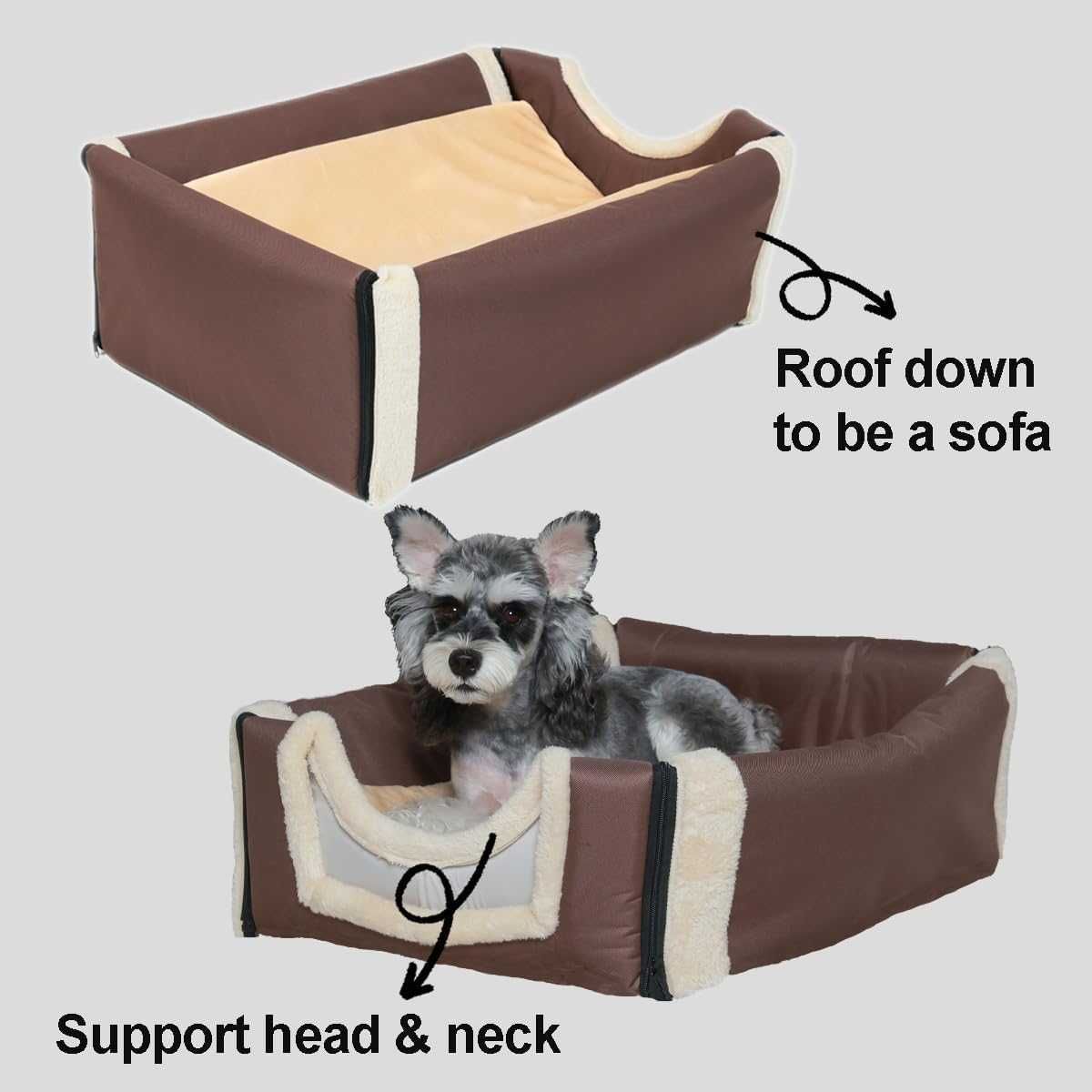 Domek dla psa/ kota legowisko z poduszką składane L 60x45x45 BRĄZ