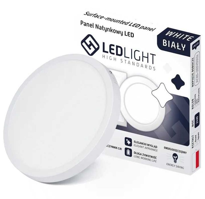 Plafon led lampa sufitowa panel  18 W biały okrągły natynkowy 4000K