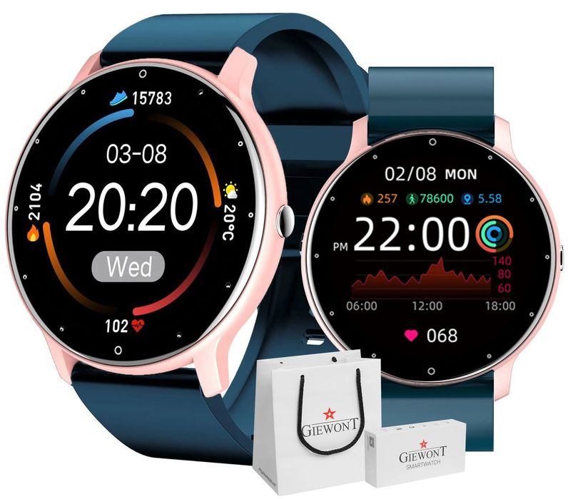 smartwatch giewont gw120-5 różowe złoto-niebieski