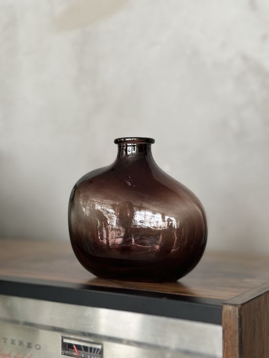 Wazon szklany modern design nieregularny brązowe dymione szklo loft