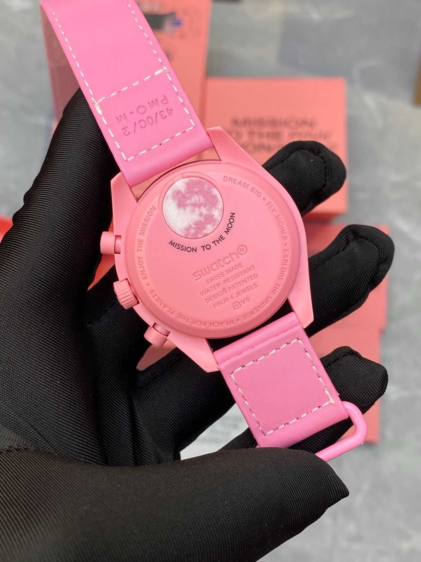 Omega x Swatch Różowa Księżyc SO33P100 - zegarek dobry stan